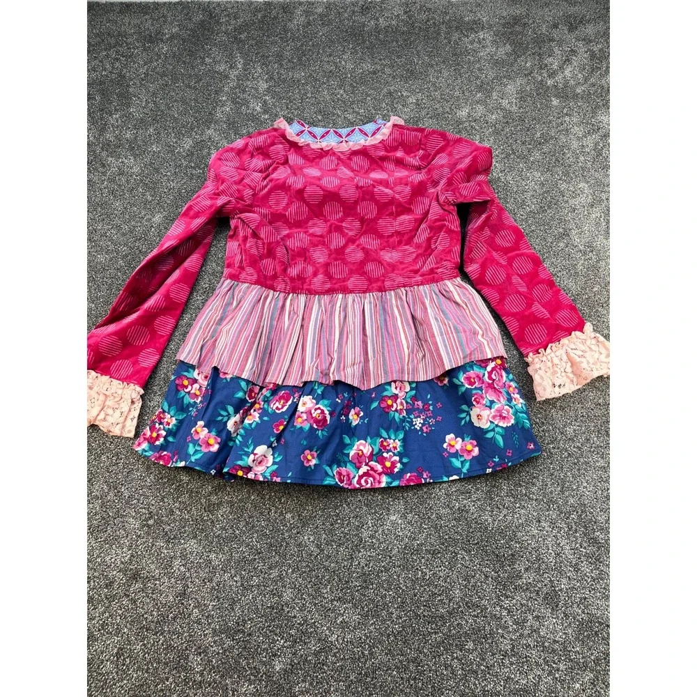Wildflowers Matilda Jane Mixed Print Velvet Floral Tiered Tunic Dress Girls 10